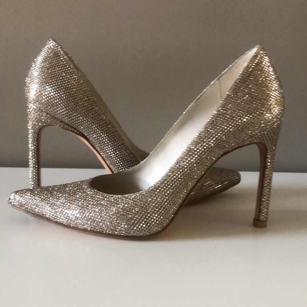 Stuart Weitzman Nouveaub 641 Platinum Noir, size 4.5 M, new in box with bag.